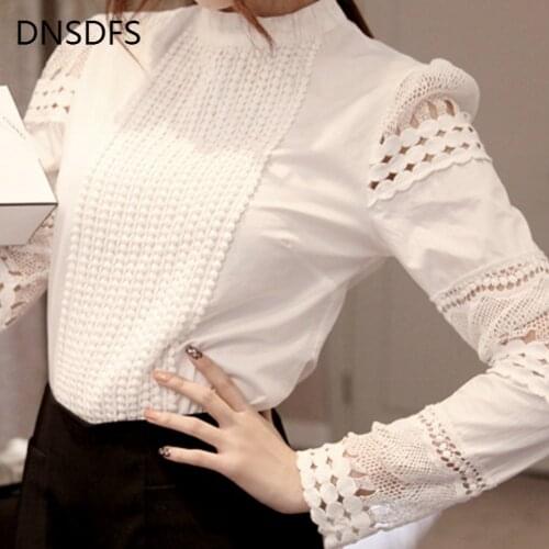 S-5XL Plus Size Hook Flower Hollow 2020 Women Lace Shirt Chiffon Blouse Casual Ladies Long Sleeve Womens Tops and Blouses
