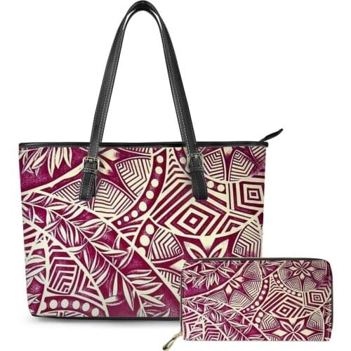 New Stylish Polynesian Traditional Tribal Style Print Women Bags Handbag Vintage Custom Handbag Totes Ladies Fashion PU wallet