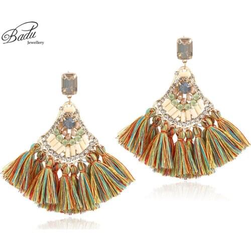 Badu Baroque Ethnic Earring Black Tassel 4 Colors Women Earrings Winter Fashion Jewelry Elegance Christmas Party