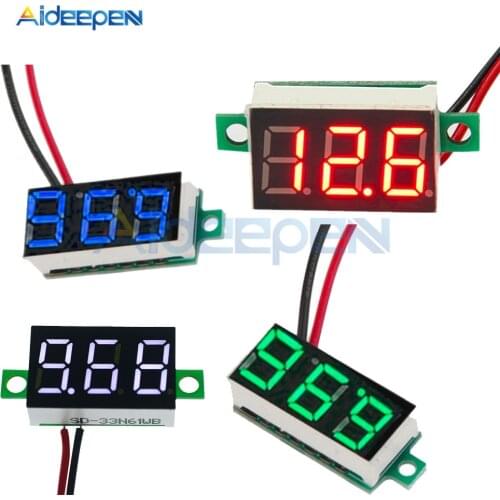 0.36 Inch 0.36'' DC 4.7-32V 3 Digit Display Voltmeter Mini LED Digital Panel Volt Voltage Meter Instrument Red/Blue/Gree/White