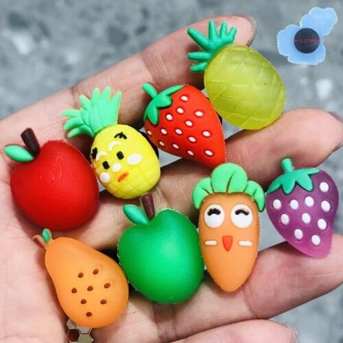 1Pcs 3D Silicone Fruits Shoe Charms Shoe Accessories Decoration Diy Wristbands Backpack Shoes Kids X-MAS Party Gift