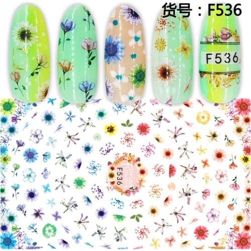 10PCS Aesthetic Best Design of the Year Translucent Color Flower Swallow Leaf Pattern Nail Sticker Nail Slider