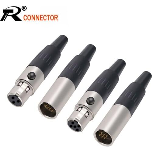 10pcs/lot Mini XLR 3 4 5 Pin Male Plug Soldering MIC Cable Wire Connector Gold Plated Small XLR Microphone Plug Jack Wholesales