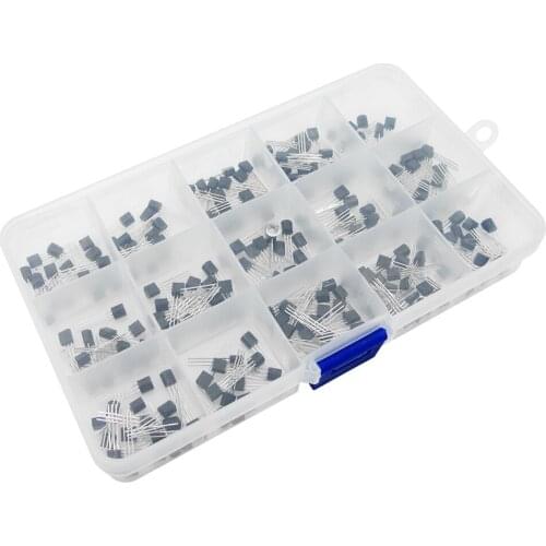 10value 200PCS BC337 BC327 2N2222 2N2907 2N3904 2N3906 S8050 S8550 A1015 C1815 Transistor Assortment Kit Transistors Box Pack