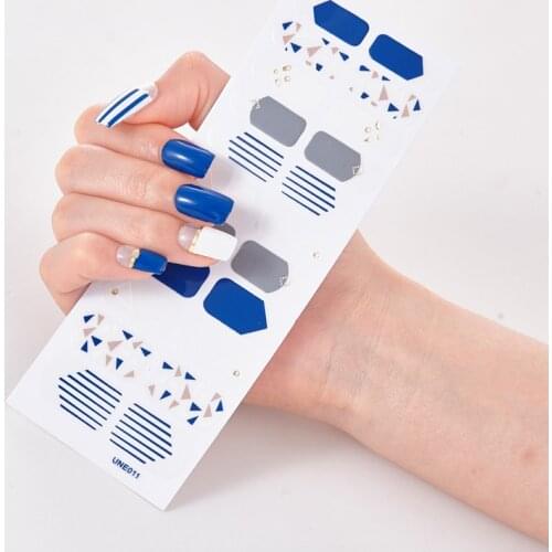 22 Tips/Sheet Solid Color And Floral And Striped Nail Stickers Manicure Decoration Nail Tape Women Salon Nails Sticker Designer