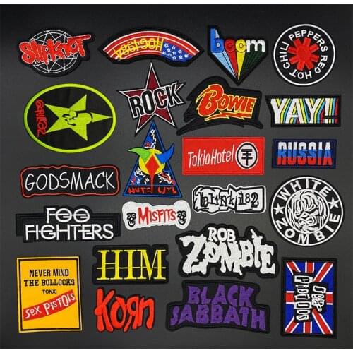 3pcs/lot Metal Band Patches Iron on Rock Music Badges Punk Stickers for clothes Jacket Jeans DIY Embroidered Patch