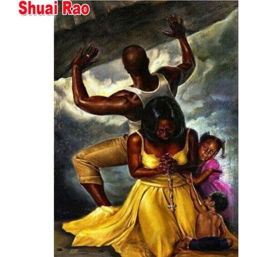 5D DIY Diamond Painting Handicraft Cross Stitch African American Lovers,children Full Diamond Embroidery sale of pictures decor