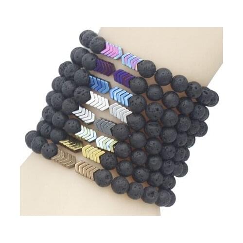 8mm Healing Balance Reiki Yoga sd2 elastic Lava Volcanic Stone bead Bracelet adjusted multicolor Magnetite Bangles