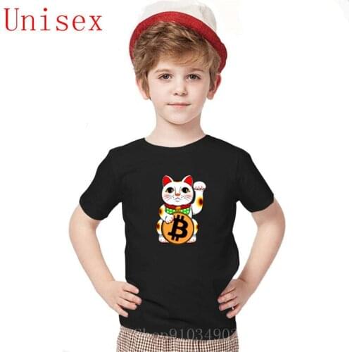 Bitcoin Lucky Cat T Shirt For Children Leisure T-Shirt boys Clothing Popular kids Tshirt O Neck Fitted shirts for teenage girls