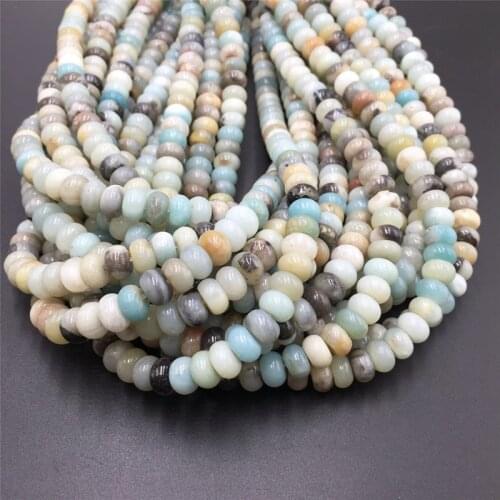 Natural Blue Amazonite beads charm Loose Rondelle stone spacer bead Accessories For Jewelry Making DIY Bracelet necklace earring