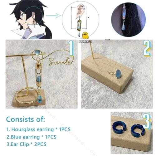 The Case Study of Vanitas no Karte Vanitas Cosplay Hourglass Earrings Blue Jewelry Gifts Accessories Prop Coserland Dropshipping