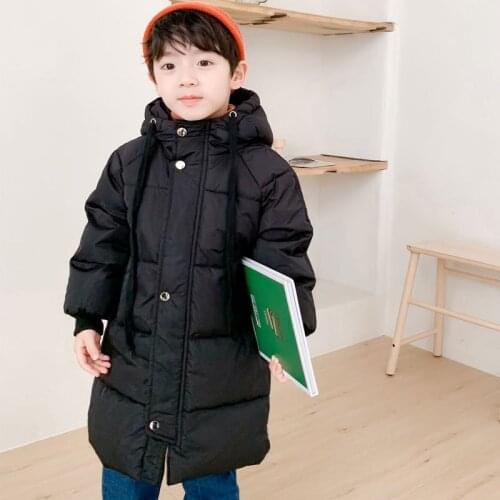 Child Down Jacket Winter Girls Boys White Duck Down Coats Hooded Outdoor Thicken Warm Long Snow Wear Kids Parkas Jacket