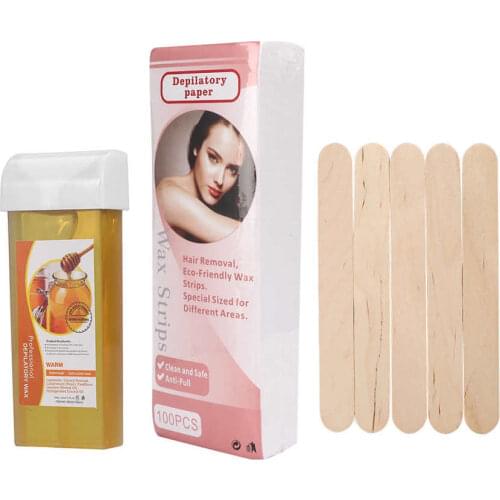 Epilator 12Types Depilatory Hair Removal Set 100g Wax + 100PCS Depilatory Paper + 5PCS Wodden Spatulas Depilatory Wax