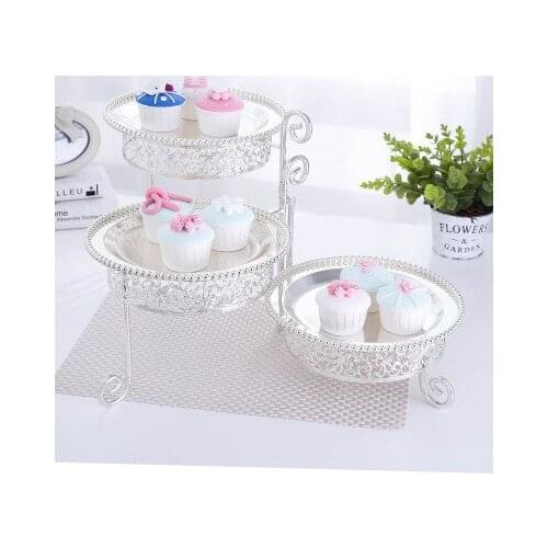 European style rotating cake tray, silver plated snack shelf, creative living room, wedding decorations, dessert table, three-la
