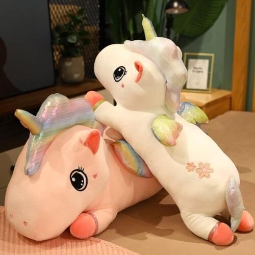 70/90CM Cute Sakura Unicorn Plush Toy Soft Stuffed Cartoon Animal Doll Sofa Room Sleeping Pillow For Children Baby Girls Gifts