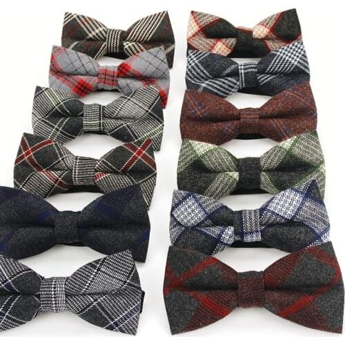 Plaid Cotton Bow Tie For Men Classic Shirts Bowtie For Business Wedding Bowknot Adult Mens Bowties Cravats Black Red Tie