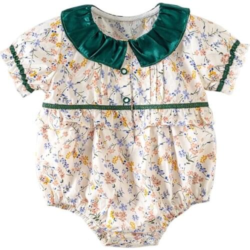 Baby Rompers Baby Girl Bodysuits Newborn Clothes Striped Rompers Cotton Baby Girl Clothes Short Sleeves Infant Bodysuit 0-24M