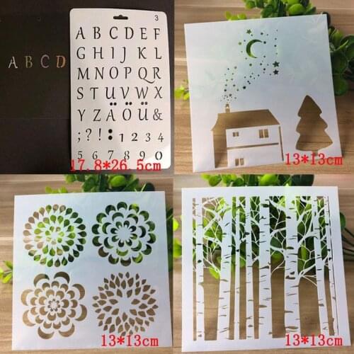 4pc Painting Templates Letters Numbers Coloring Embossing Accessories Stencils For Decor Scrapbooking Album Decoration Reusable