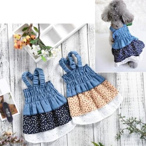 Cute Floral Dog Dress Summer Cat Puppy Skirt Pomeranian Poodle Bichon Schnauzer Pug Clothing Pet Dress Princess Costume Apparel