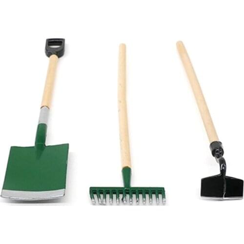 1/12 Scale Mini Shovel Rake Garden Tools Model Doll Life Scene Dollhouse Miniature Accessories Decoration Doll House Toy