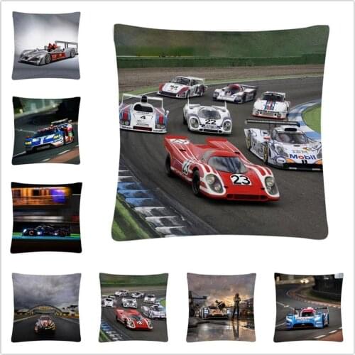 World Racing Pattern Soft Short Plush Cushion Cover Pillow Case for Home Sofa Car Decor Pillowcase 45X45cm