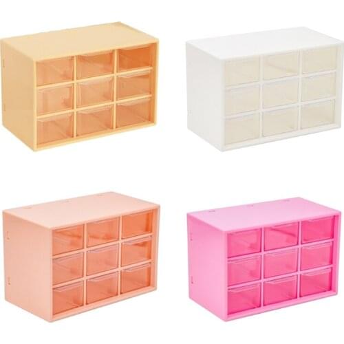 9 Grids Desktop Storage Box Jewelry Drawer Desk Organizer Plastic Cosmetic Earrings Makeup Container for Office Home Jy20 21