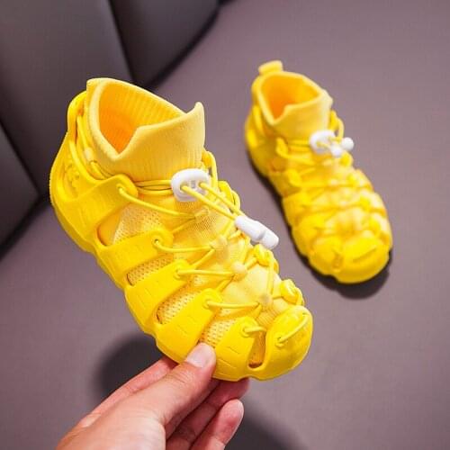 New Kids Fashion Sneakers For Boys Girls Breathable Knit Tennis Shoes Children Sport Running Shoes Casual Slip-on Walking Shoe