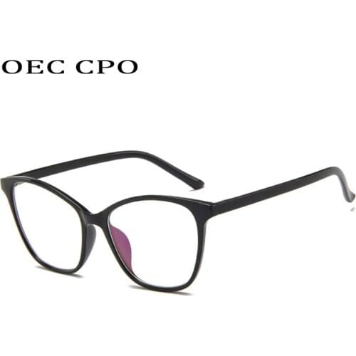 OEC CPO Oversized Cat Eye Glasses Frames Women Fashion Optical Frames Clear Lens Glasses Female Eyeglasses Transparent O648