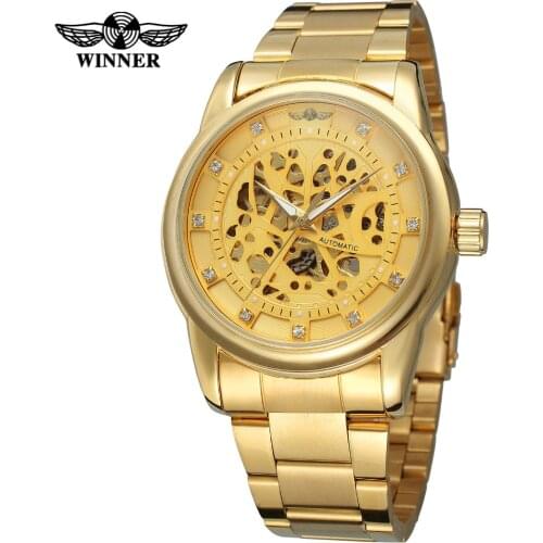 2017 New Arrival Classic T-Winner Watch Men Automatic Movt Clear Stones Skeleton Stainless Steel Bracelet Wristwatch WRG8097M4