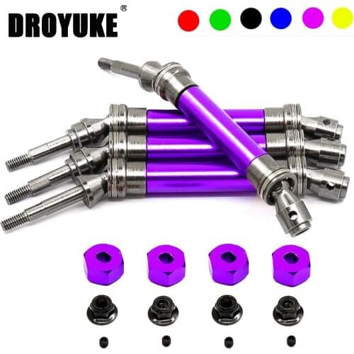 Droyuke 4pcs CVD Front Rear Drive Shaft Metal Transmission Axle for Traxxas Slash 4X4 1/10 RC Car RC Toy Replacement parts