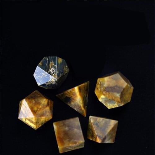 Tiger Stone Gem Polyhedron 6-piece Set, High-quality Raw Materials, Board Game, Dice Decoration, Holiday Gifts