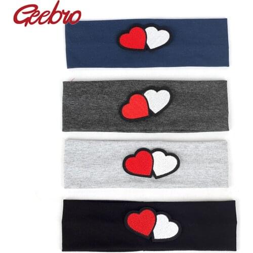 Geebro Newborn Turban Baby Headband Girl Red White Love Cotton Elastic Hair Band Headband For Girls Hair Accessories