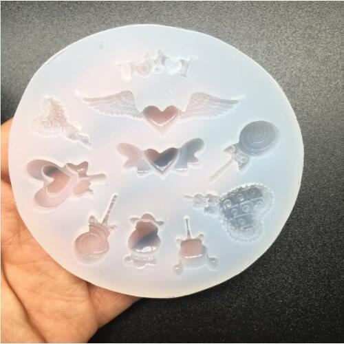 Lovely 3D Silicone Resin Mould 8.5cm lollipop bow angle wings canday handmade DIY Jewelry Making tool epoxy necklace resin