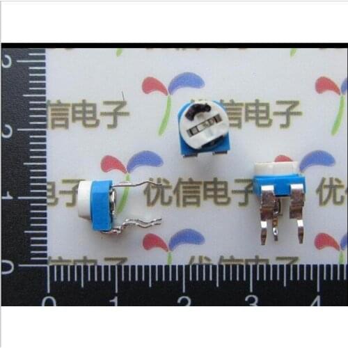 RM065 - 100R 200R 500R 1K 2K 5K 10K 20K 50K 100K 200K 500K 1M ohm horizontal type Blue-white adjustable resistor potentiometer