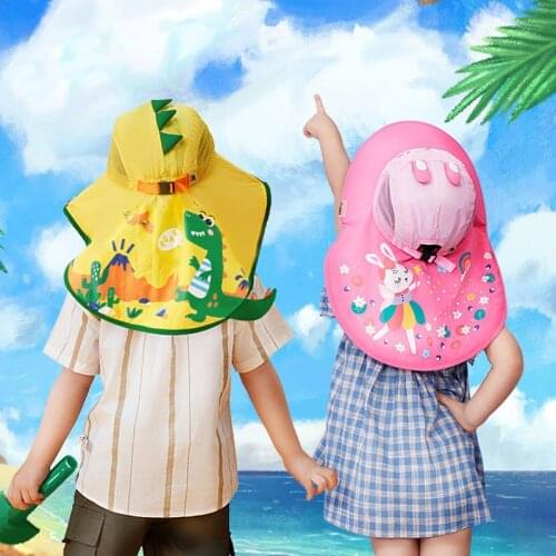 Toddler Hat Cartoon Animal Prints Sun Protection Fisherman Hat Anti-Uv Big Brim Summer Hat for Baby Girl Beach Cap for Kids 2021