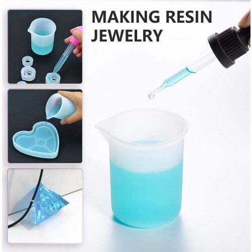 100ml Silicone Transparent Cup Scale Crystal Glue Measuring Cup Reusable Measuring Tools for DIY Baking Kitchen Accessories Set