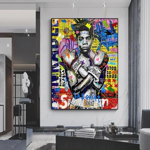 Street Graffiti Pop Art Boxer Portrait Painting Canvas Modern Poster and Prints Wall Picture For Living Room Home Decoration