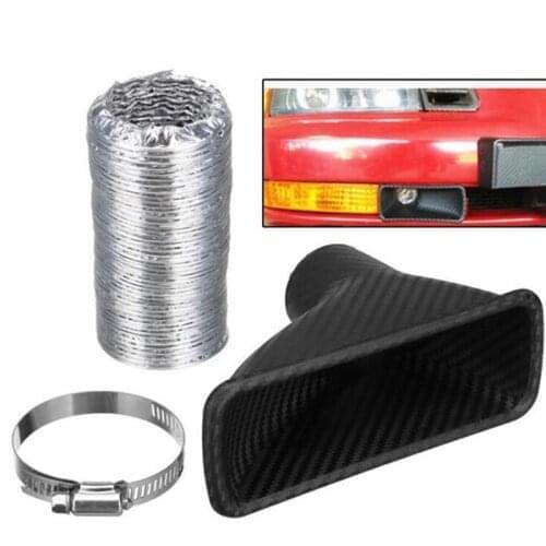 Universal Round/Square Car SUV Front Bumper Turbo Air Intake Pipe Turbine Inlet Pipe Air funnel Carbon Fiber LOOK Kit