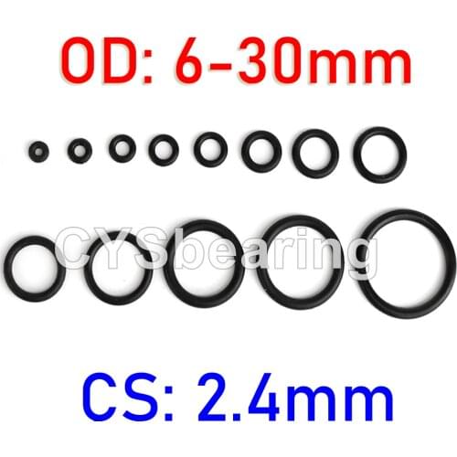 NBR O Ring Seal Gasket Thickness CS 2.4MM OD 6~30MM Nitrile Butadiene Rubber Spacer Oil Resistance Washer Round Shape
