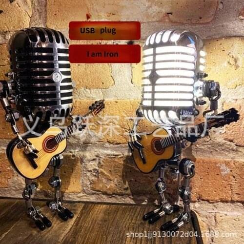 Vintage Microphone Robot Touch Dimmer Lamp Table Lamp - Robot Desk Lamp Dropshipping