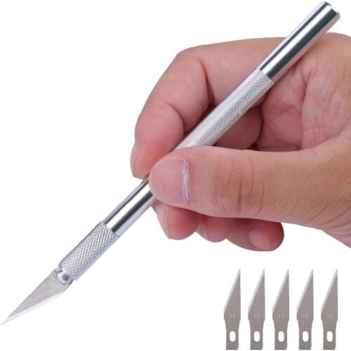 1 Set Metal Handle Scalpel Blade Knife Wood Paper Cutter Craft Pen Engraving Cutting Supplies DIY Stationery Utility Knife