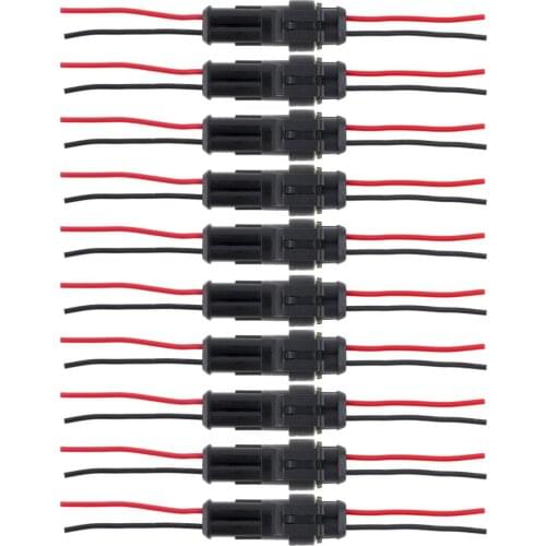 10pcs/set 2 Pin Male&Female Waterproof Electrical Connector Plug for Car / Motorcycle