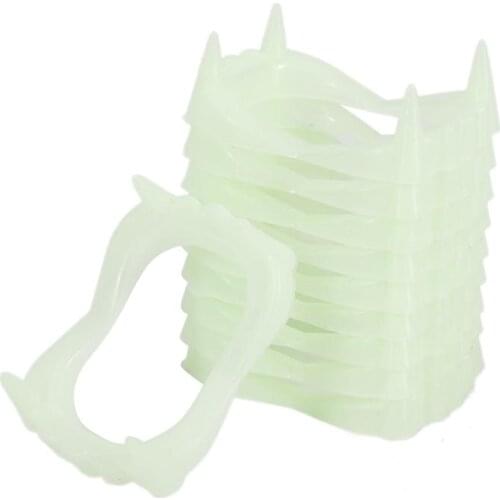10 PCS Luminous Vampire Fake Teeth for Halloween Party Night Glow Prop Masquerade Cosplay Funny Makeup Dentures