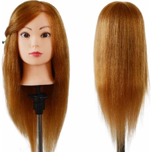 100% Real Hair For Dolls Gold Color 18inch Good Header Mannequin Professional Hairdressers Goods Manikin Nice Styling head