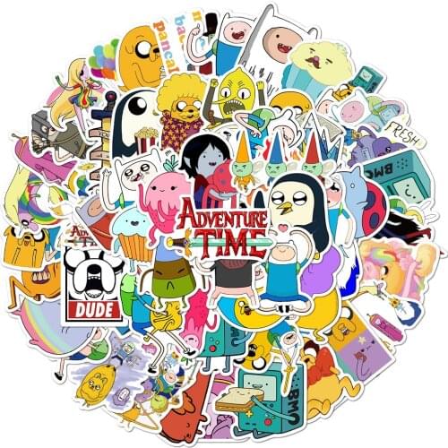 100PCS Anime Adventure Time Stickers Pack For Children DIY Stationery Laptop Phone Skateboard Travel Suitcase Cartoons Sticker
