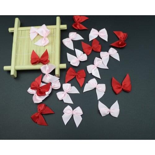 100Pcs Satin Ribbon Cute Bows DIY Craft Supplie Christmas Party Decor Gift Packing Bowknots Hair Accessories Ornaments Appliques
