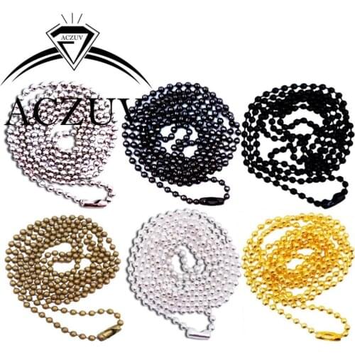 100PCS Silver/Black/Gunmetal/Rhodium/Gold/Bronze Optional Metal 2.4mm Ball Bead Chain Necklaces Jewelry Findings Accssories