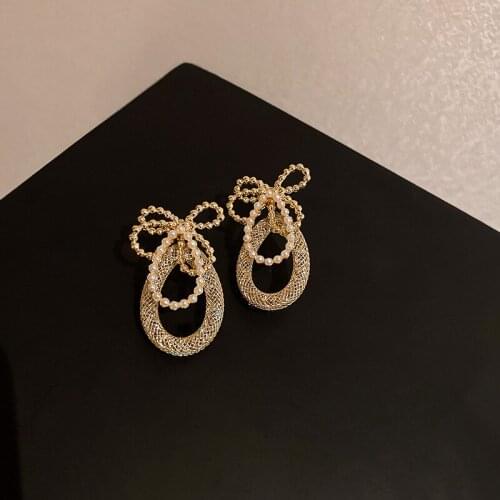 2021 Korean New Style Temperament Simple Bow Earrings Fashion Geometric Versatile Earrings Womens Jewelry