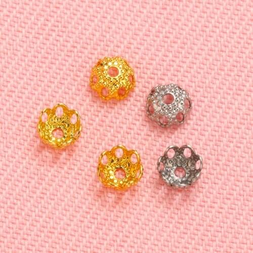 50 pcs 4mm Brass Flower bead cap Hollow Spacer Bead high quality DIY for Jewelry Making Bracelet Findings Accessories