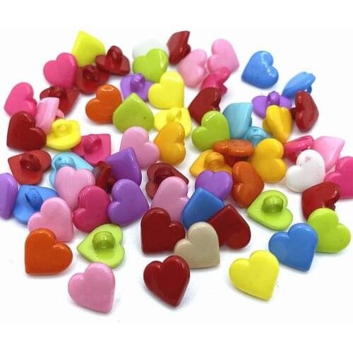 100pcs/pack 15mm Heart Shaped Plastic Shank Sewing Buttons Fit Cardmaking Scrapbooking Embellishments Button